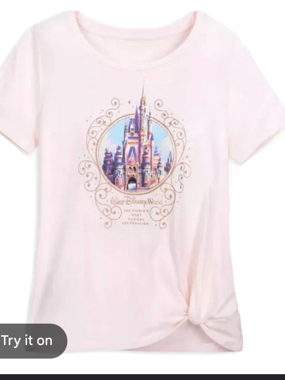Disney World parks Light Pink Castle Tee with Gold Accent Graphic
